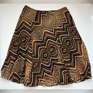 Aztec A Line Flare Skirt Boho Pleated Western Pattern Ruffles Bohemian Tribal gf